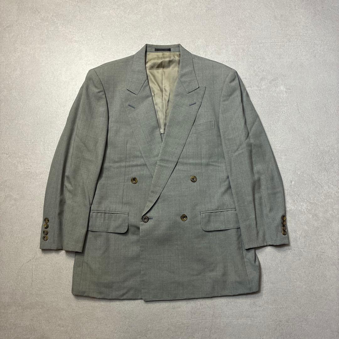 90s Burberry Light Gray Double Jacket 175AB6 Wool Vintage
