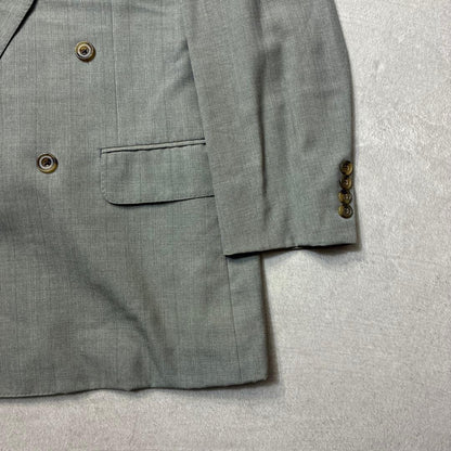 90s Burberry Light Gray Double Jacket 175AB6 Wool Vintage