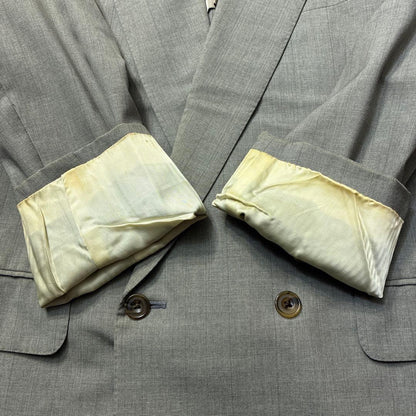 90s Burberry Light Gray Double Jacket 175AB6 Wool Vintage