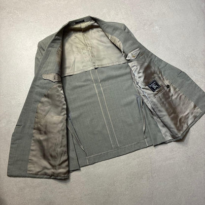 90s Burberry Light Gray Double Jacket 175AB6 Wool Vintage