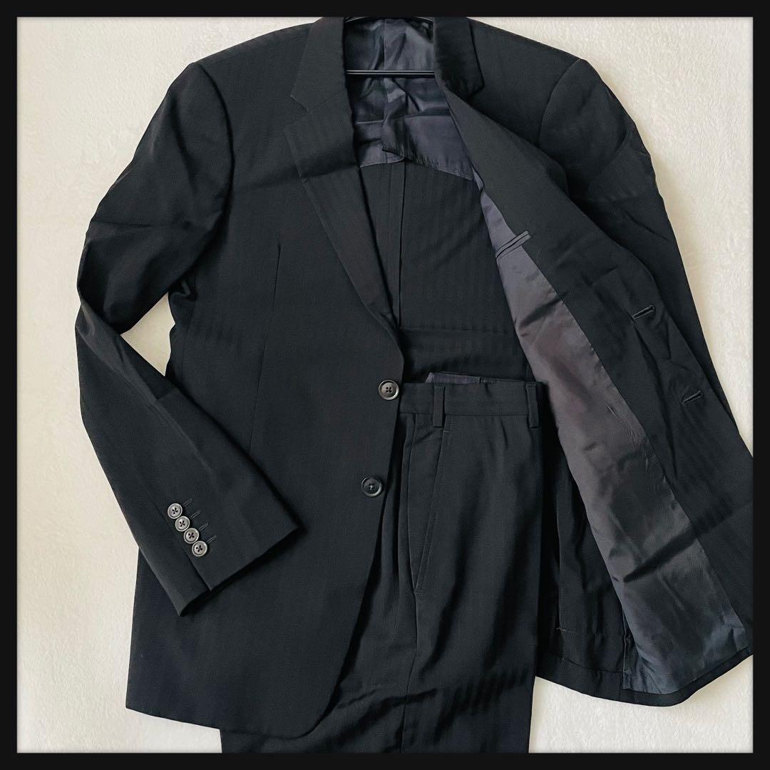 m08 [Extremely beautiful item/XL] Armani Collezioni black suit 2B authentic Italian