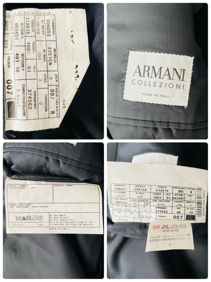 m08 [Extremely beautiful item/XL] Armani Collezioni black suit 2B authentic Italian