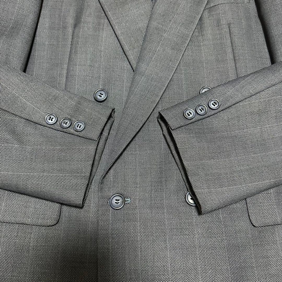 Double suit setup navy striped wide slacks unlined L