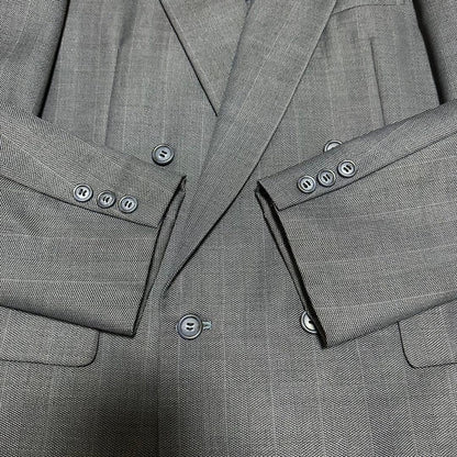 Double suit setup navy striped wide slacks unlined L