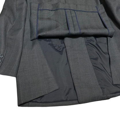 Double suit setup navy striped wide slacks unlined L