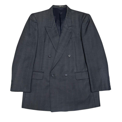 Double suit setup navy striped wide slacks unlined L