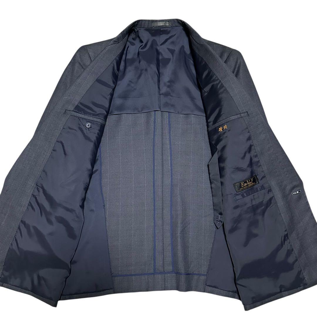 Double suit setup navy striped wide slacks unlined L