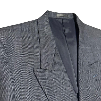 Double suit setup navy striped wide slacks unlined L