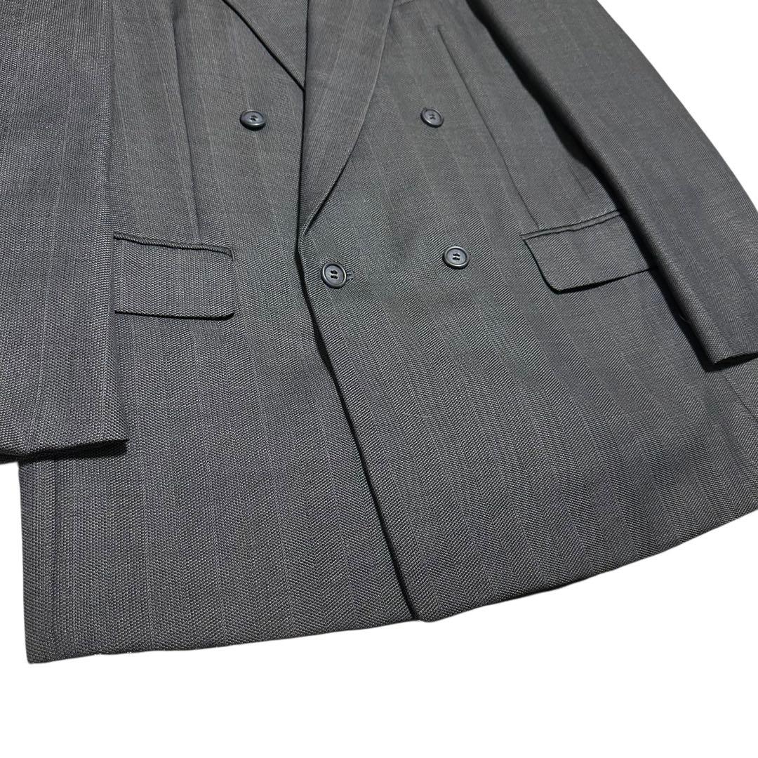 Double suit setup navy striped wide slacks unlined L