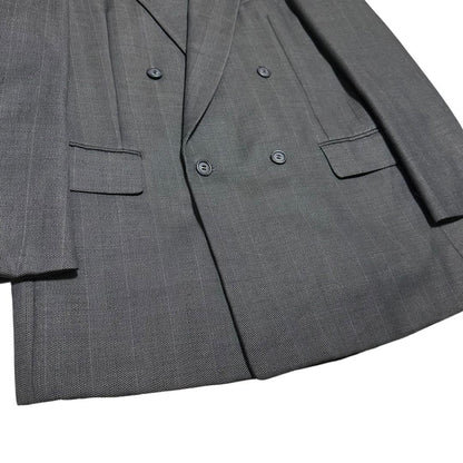 Double suit setup navy striped wide slacks unlined L