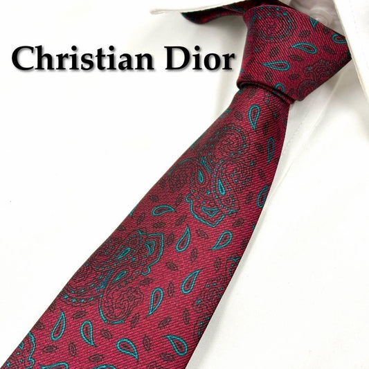 Good condition Christian Dior tie paisley pattern red