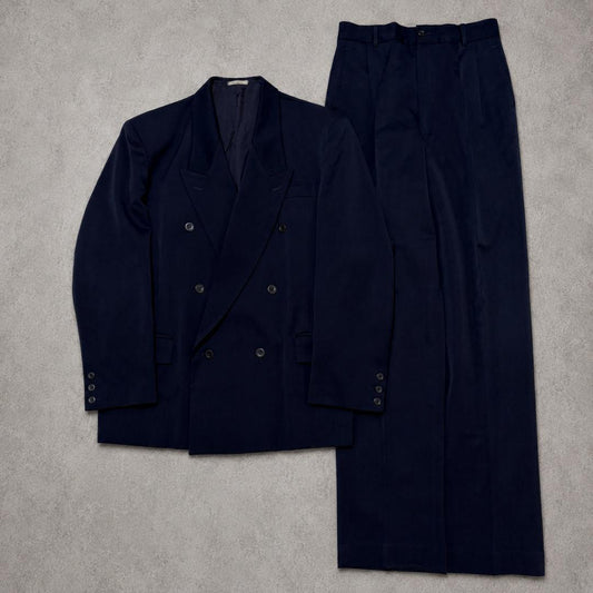 [Good Condition] Vintage Double Breasted Setup Suit Navy YZIP