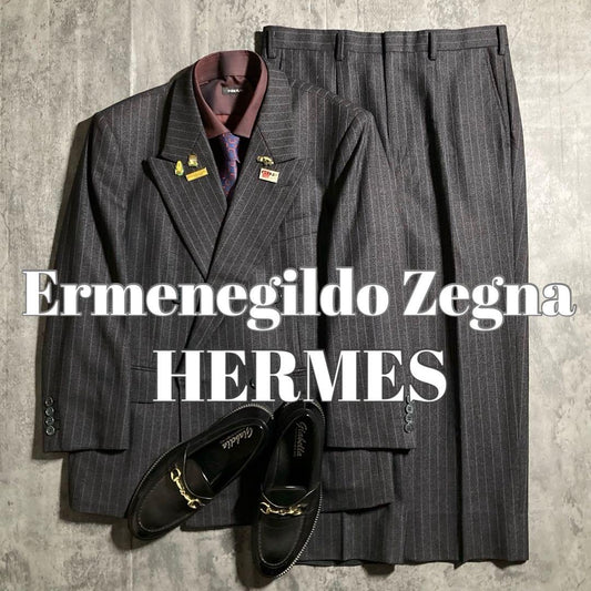 Finest Wool Zegna Double Breasted Suit HERMES Tie Ultimate Coordination