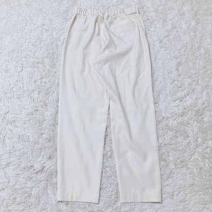 Repsim Straight Pants Beige M Tuck Elastic Waist Pocket Plain