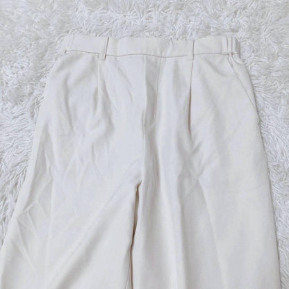 Repsim Straight Pants Beige M Tuck Elastic Waist Pocket Plain