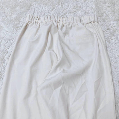 Repsim Straight Pants Beige M Tuck Elastic Waist Pocket Plain