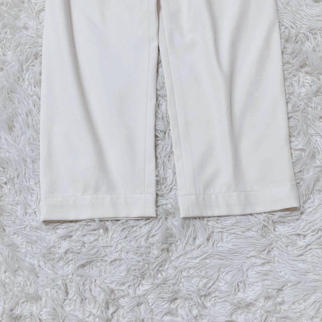 Repsim Straight Pants Beige M Tuck Elastic Waist Pocket Plain