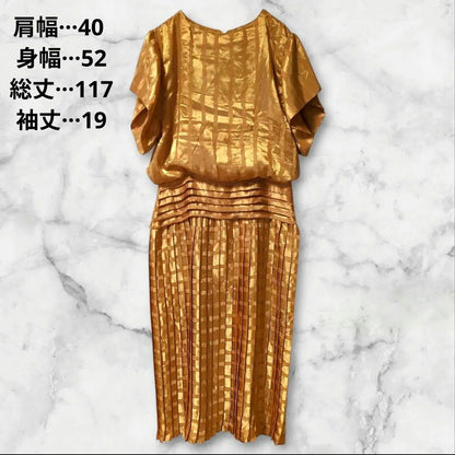 Chancelle NEW YORK pleated dress gold flashy made in USA