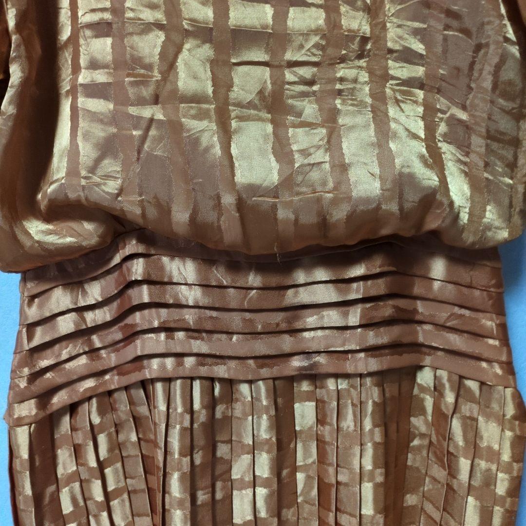 Chancelle NEW YORK pleated dress gold flashy made in USA