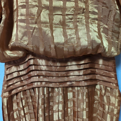 Chancelle NEW YORK pleated dress gold flashy made in USA