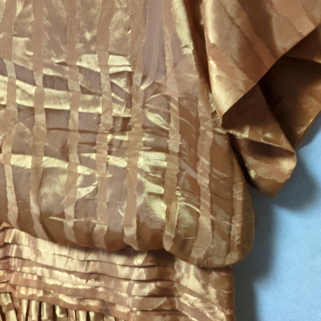 Chancelle NEW YORK pleated dress gold flashy made in USA