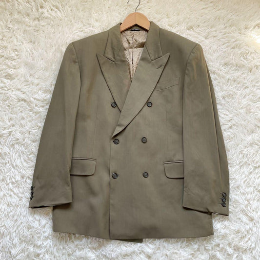 Vintage double-breasted tailored jacket khaki color