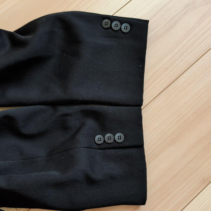 Loose size for petite people, wool double-breasted set-up suit 6B, black