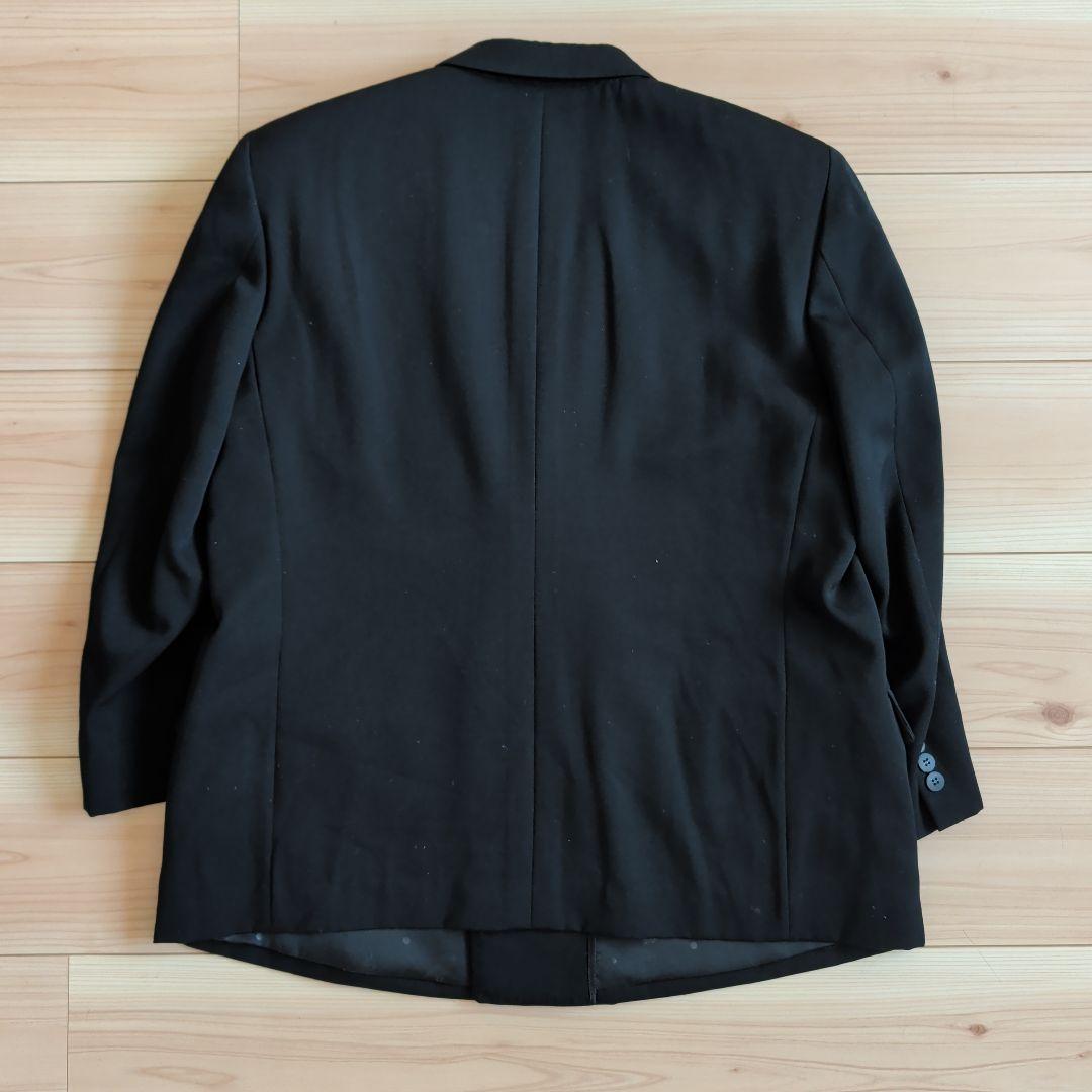 Loose size for petite people, wool double-breasted set-up suit 6B, black
