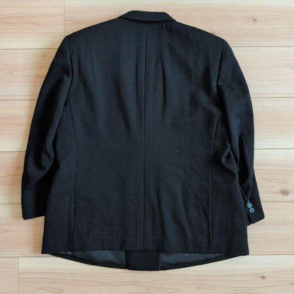 Loose size for petite people, wool double-breasted set-up suit 6B, black