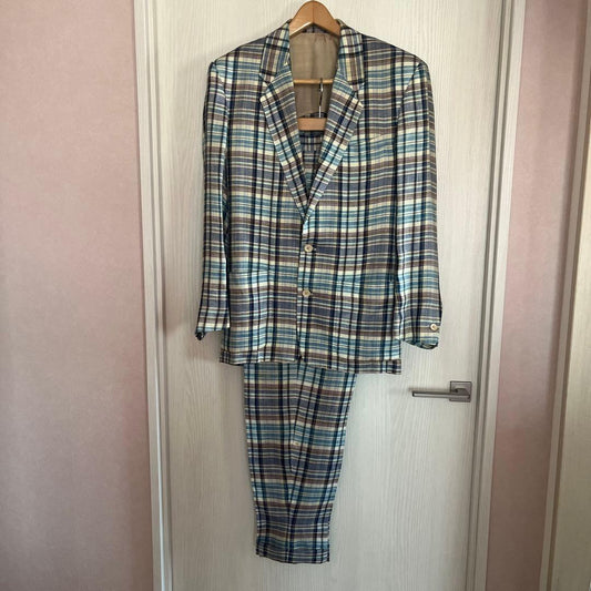 KENZO PARIS Vintage Madras check suit Blue