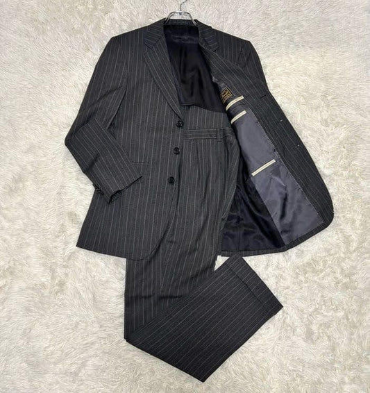 Finest✨Paul Smith Loro Piana Suit Setup Striped Gray M