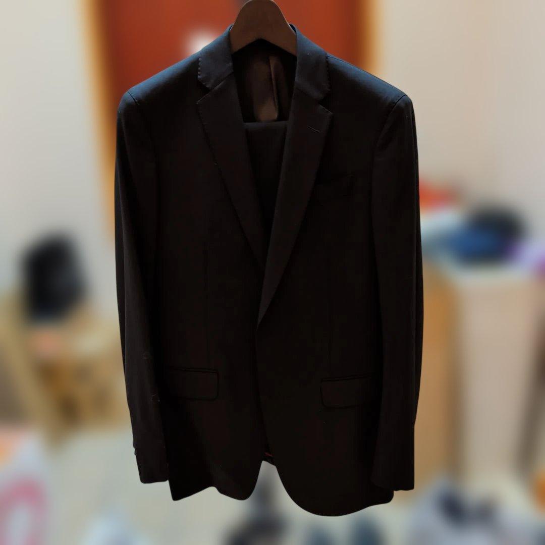 Emporio Armani suit black men's travel size 46