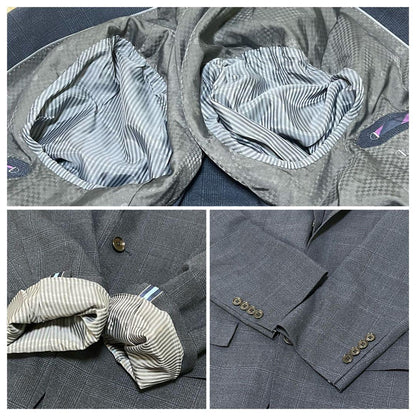 ORIHICA SOLOTEX Washable Suit Navy Glen Check Lightweight L
