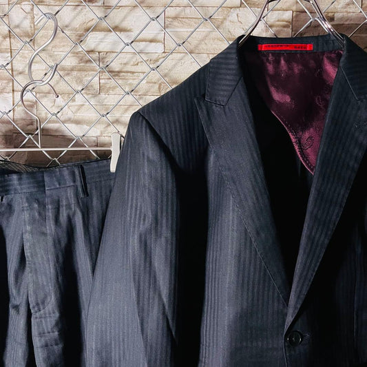 [Highest Peak] Respect Nero Silk Blend Wool Suit Setup Black Stripe 96AB5M