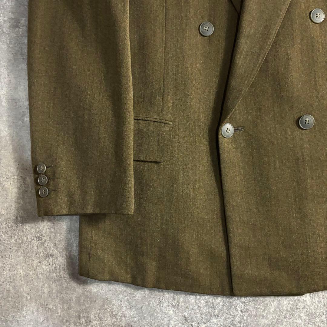 [VINTAGE] Setup double suit khaki yellow finest wool