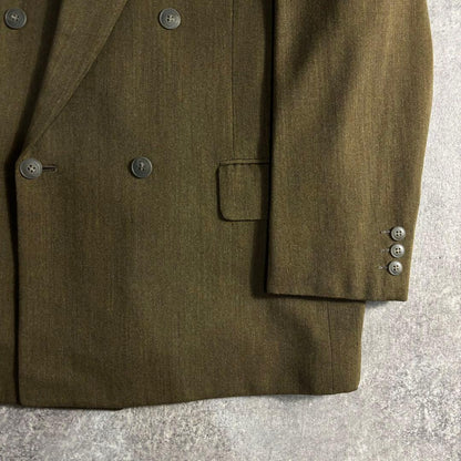 [VINTAGE] Setup double suit khaki yellow finest wool