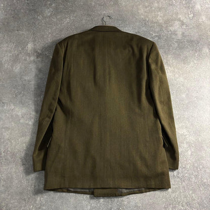[VINTAGE] Setup double suit khaki yellow finest wool