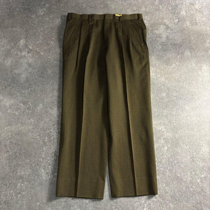 [VINTAGE] Setup double suit khaki yellow finest wool