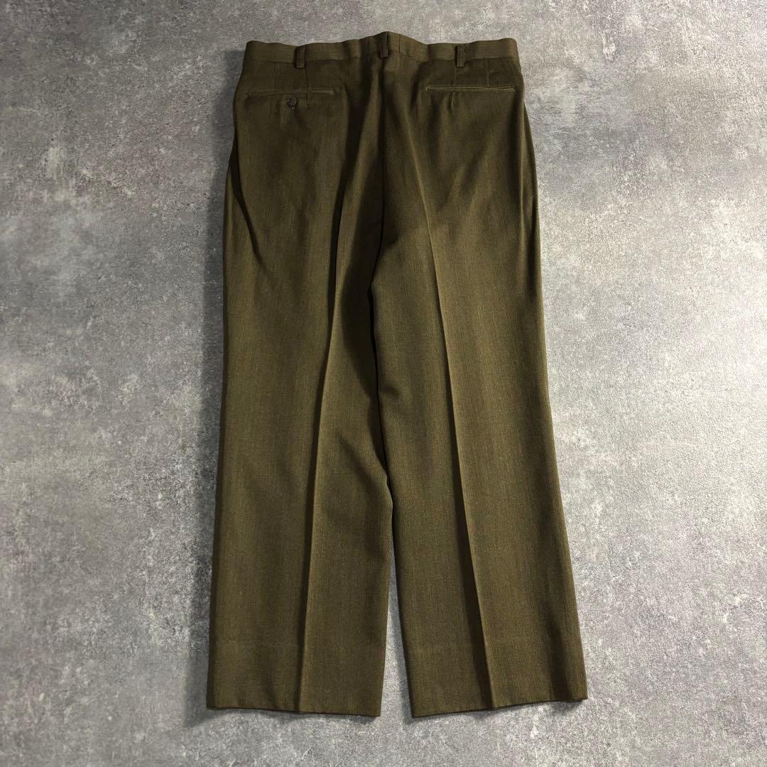 [VINTAGE] Setup double suit khaki yellow finest wool
