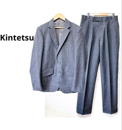 Kintetsu Business Suit 3 Button Setup Gray Stripe