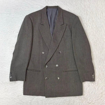 Kenzo Suit Setup Double Jacket Peak Lapel Loose Gray