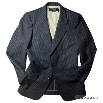Super rare✨️Jun three-piece black striped S vintage suit