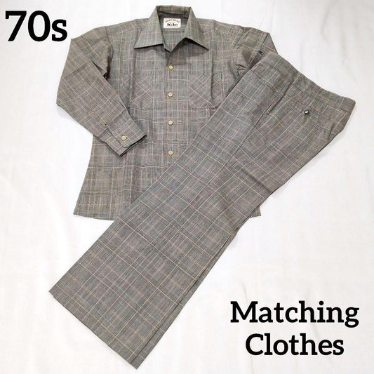 [70s] Vintage shirt/jacket setup plaid pattern super rare!