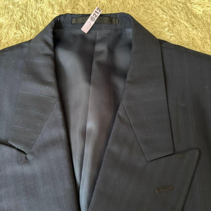 Takashimaya Suit Setup Double Navy Stripe Miyuki Woolen XL Equivalent