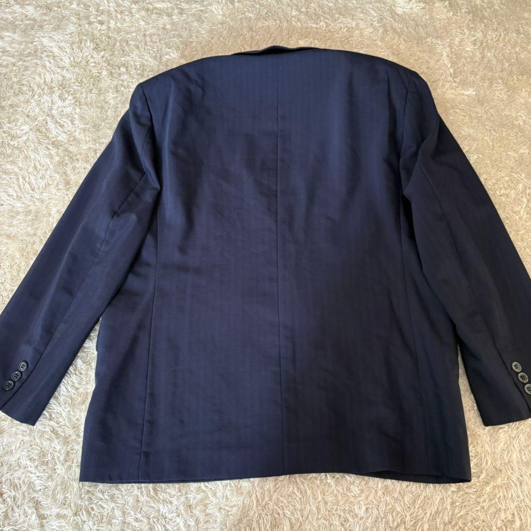 Takashimaya Suit Setup Double Navy Stripe Miyuki Woolen XL Equivalent