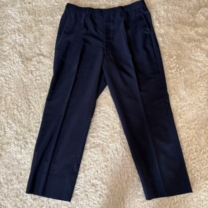 Takashimaya Suit Setup Double Navy Stripe Miyuki Woolen XL Equivalent