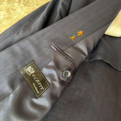 Takashimaya Suit Setup Double Navy Stripe Miyuki Woolen XL Equivalent