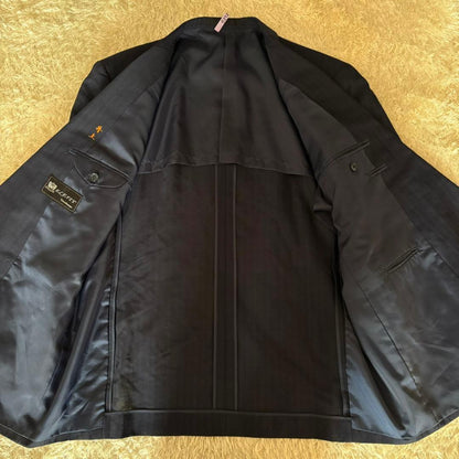 Takashimaya Suit Setup Double Navy Stripe Miyuki Woolen XL Equivalent