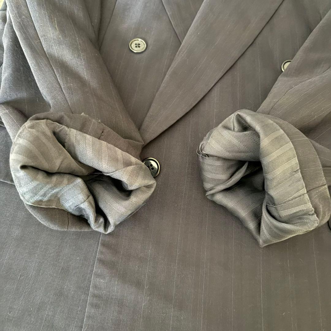 Takashimaya Suit Setup Double Navy Stripe Miyuki Woolen XL Equivalent