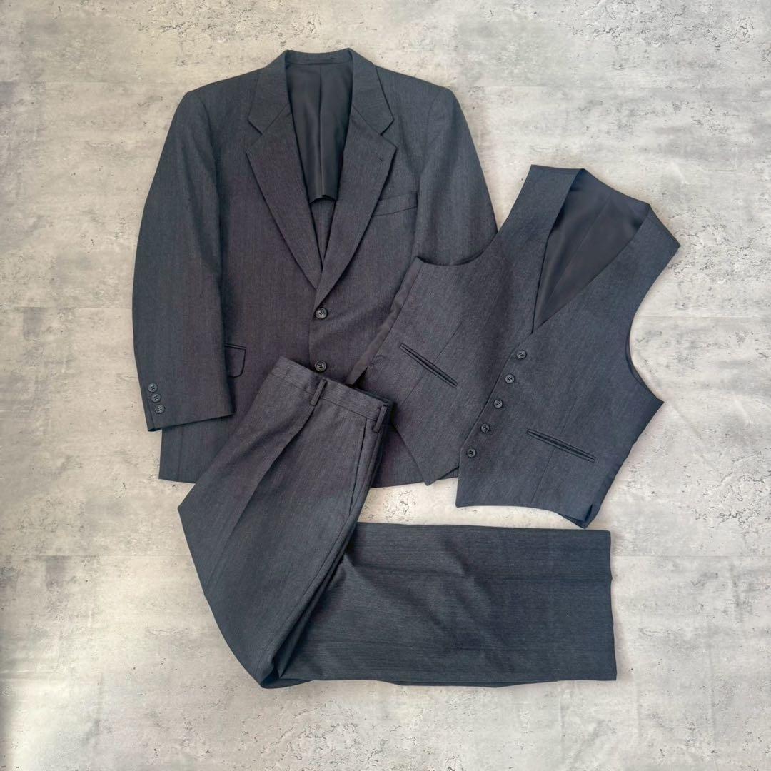 USED VINTAGE Setup Suit Three Piece Vest Gray